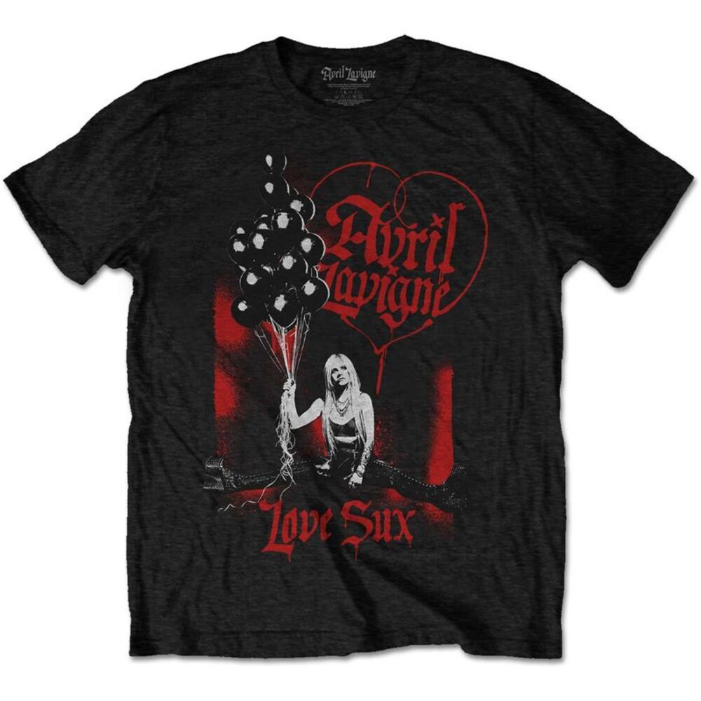 Avril Lavigne Unisex Adult Love Sux Balloons Cotton T-Shirt / Black